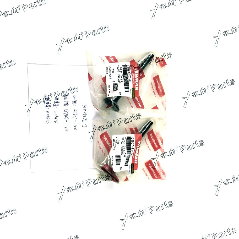 YEM Engine Parts 1 Set Engine Valve Guide Intake & Exhaust Valve For Yanmar 4TNV94/4TNV94L 4TNV98 For Yanmar