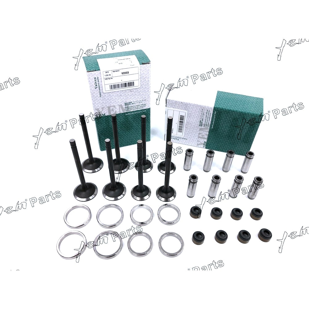 YEM Engine Parts 1 Set For Kubota Engine V2203 Valve Guide Seat Intake Valve & Exhaust Valve For Kubota