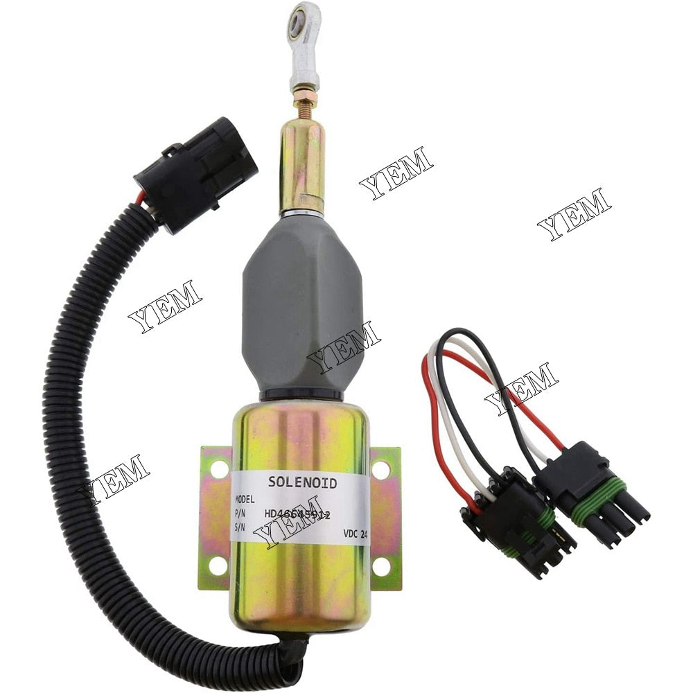 YEM Engine Parts 24V Fuel Shutdown Solenoid Valve For JOHN DEERE 624H 670C 670CH 672CH RE502474 For John Deere