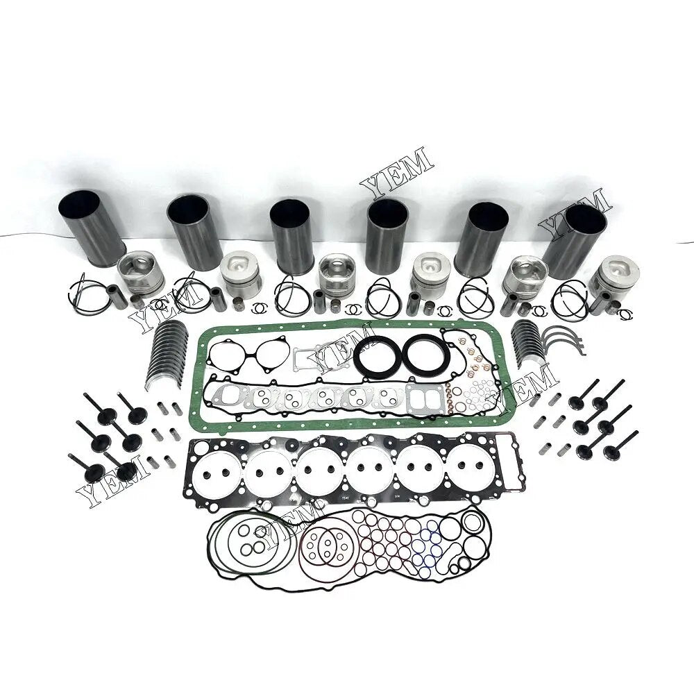 For Isuzu excavator engine 6HE1 Rebuild Overhaul Kit With Bearings Cylinder Liner Piston Rings Full Gasket Set Engine Valves Kit YEMPARTS