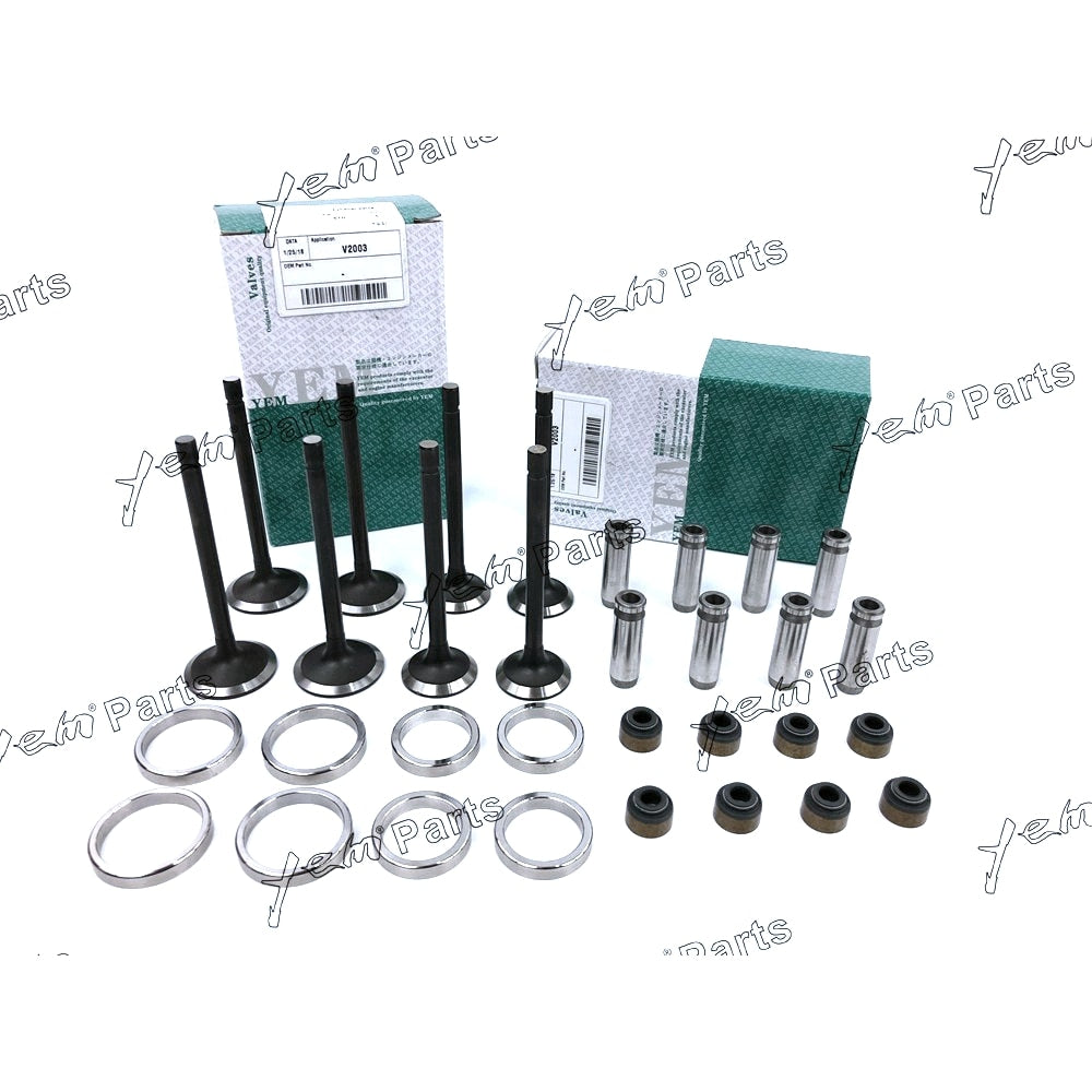 YEM Engine Parts 1 Set For Kubota Engine V2203 Valve Guide Seat Intake Valve & Exhaust Valve For Kubota