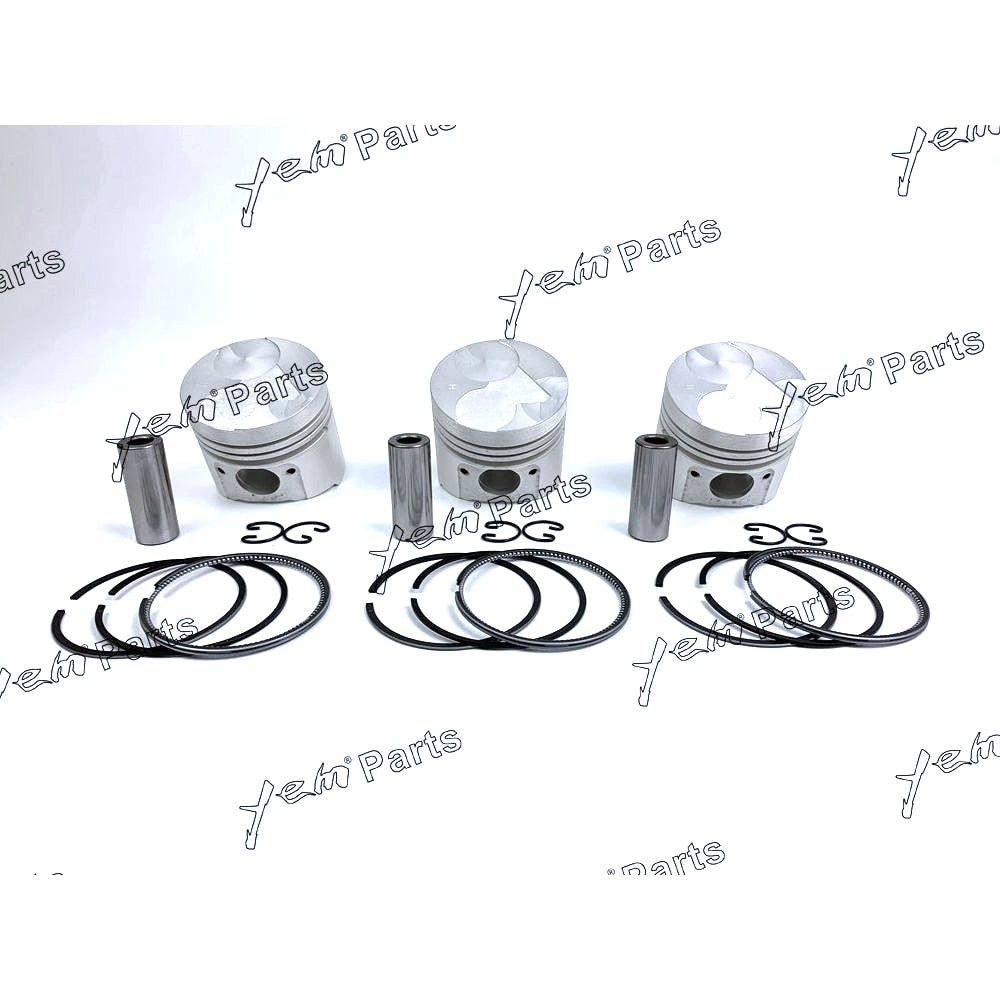 YEM Engine Parts 3 Sets STD Piston Set (Pin & Clip) With Rings For Kubota D905 Engine 16224-21110 For Kubota