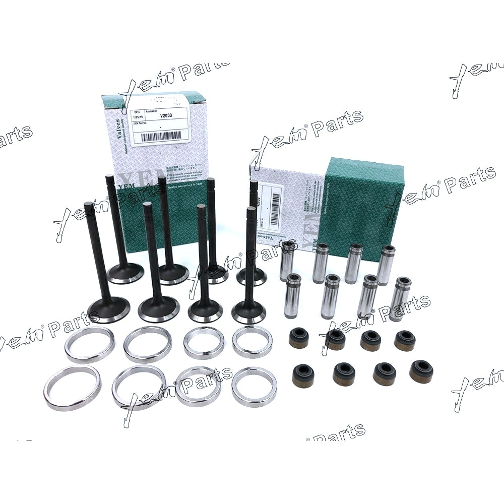 YEM Engine Parts 1 Set For Kubota Engine V2203 Valve Guide Seat Intake Valve & Exhaust Valve For Kubota