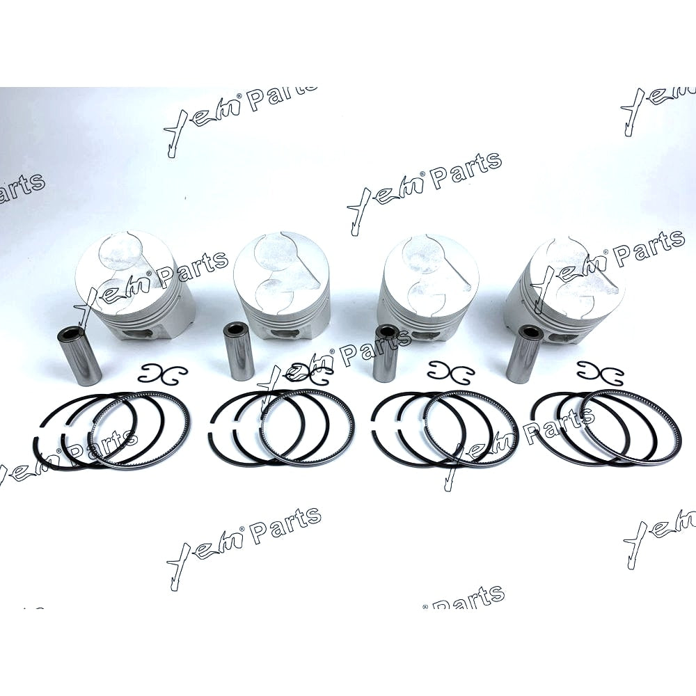YEM Engine Parts 4 Sets STD Piston Set (Pin & Clip) with Ring For Kubota V1903 Engine For Kubota