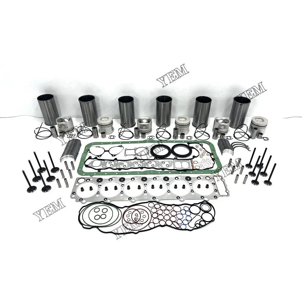 For Isuzu excavator engine 6HE1 Rebuild Overhaul Kit With Bearings Cylinder Liner Piston Rings Full Gasket Set Engine Valves Kit YEMPARTS