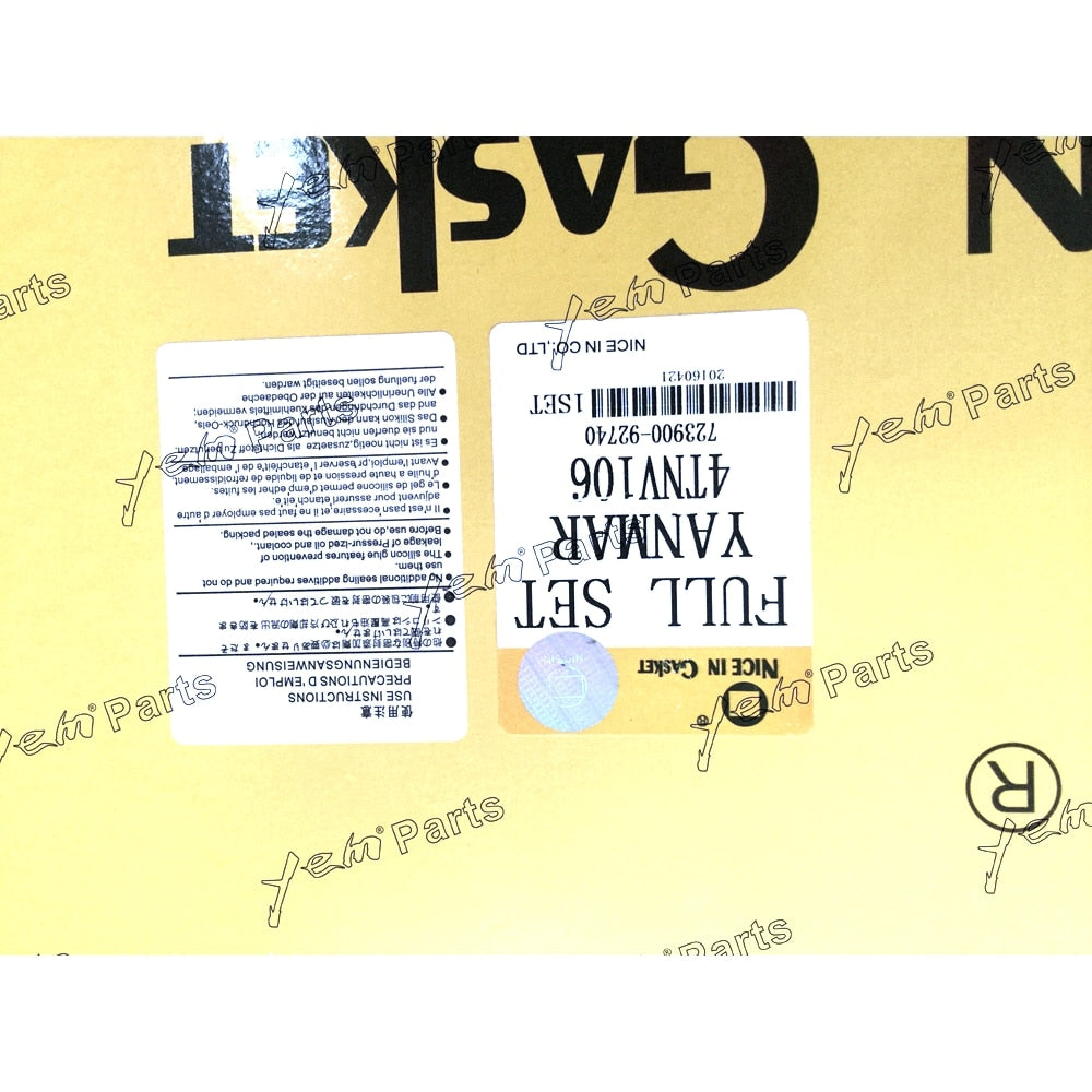 YEM Engine Parts 4TNE106T 4TNE106 S4D106 Overhaul Full Gasket Kit For Yanmar Engine loader For Yanmar