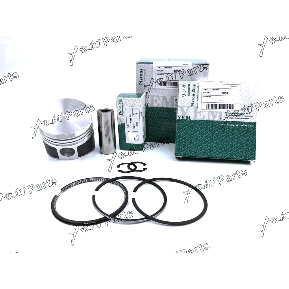 YEM Engine Parts 3 Set STD Piston With Piston Ring 15956-21110 Fit For Kubota D850 Engine For Kubota