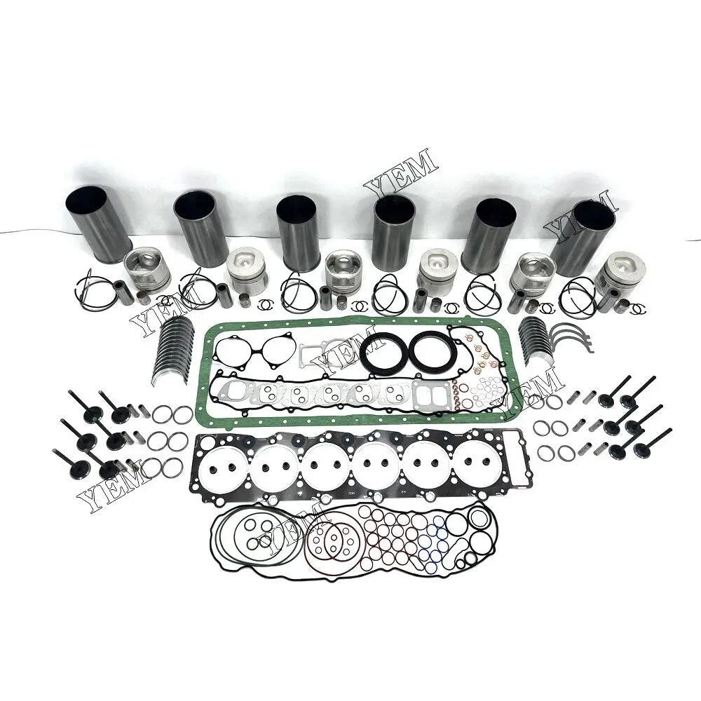 For Isuzu excavator engine 6HE1 Engine Cylinder Liner Kit With Full Gasket Kit Engine Bearings Set Valves YEMPARTS