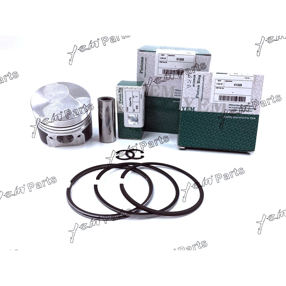 YEM Engine Parts 4 Sets STD Piston (Clip & Pin) & Rings For Kubota V1305 Diesel Engine For Kubota