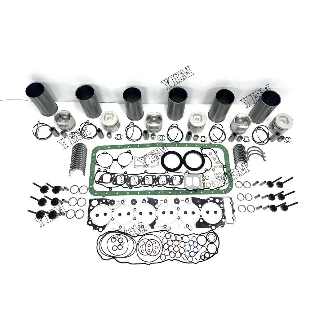 For Isuzu excavator engine 6HE1 Engine Cylinder Liner Kit With Full Gasket Kit Engine Bearings Set Valves YEMPARTS
