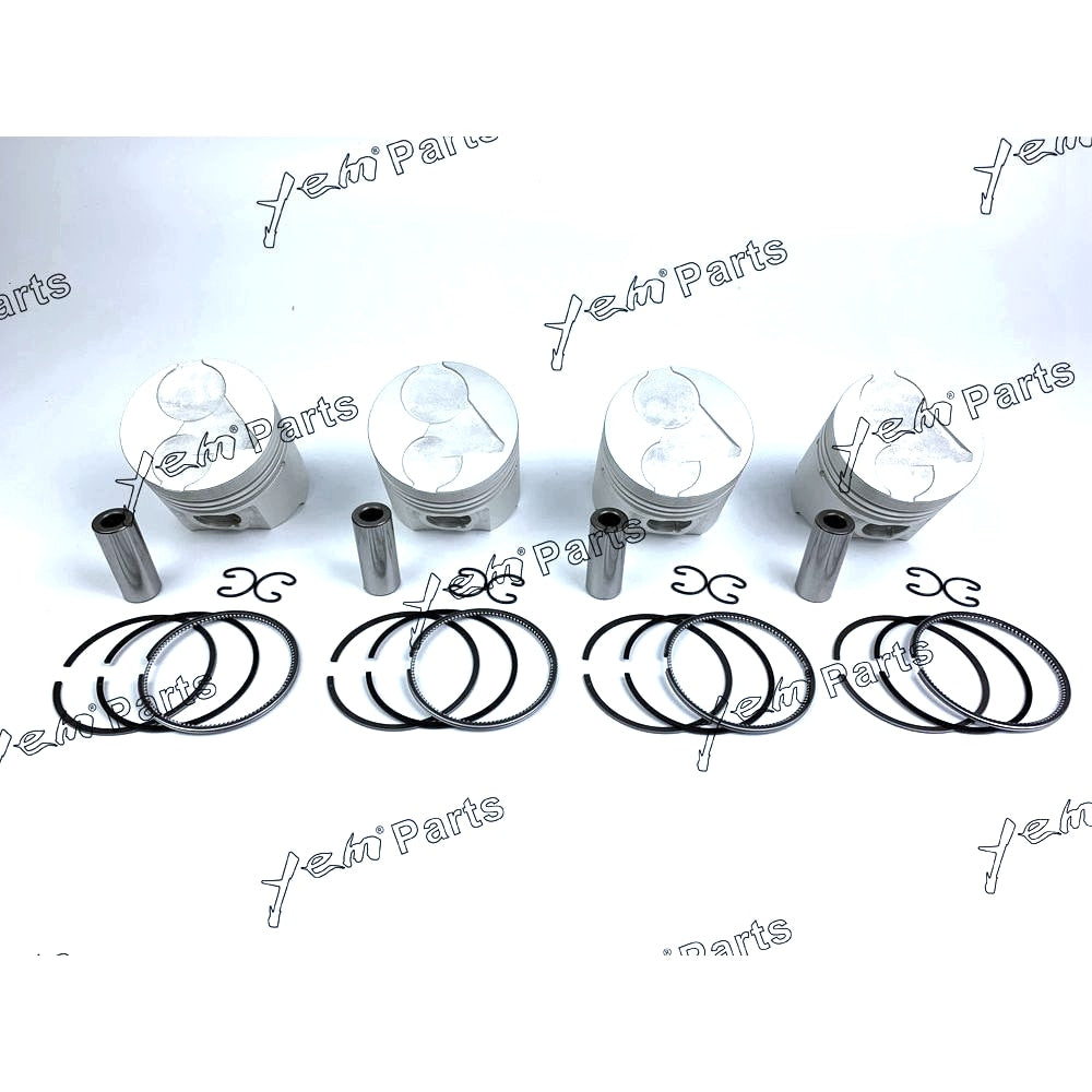 YEM Engine Parts 4 Sets STD Piston Set (Pin & Clip) with Ring For Kubota V1903 Engine For Kubota