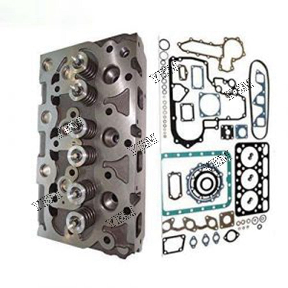 YEM Engine Parts 6660965 Cylinder Head w/Valves+Full Gasket For Kubota Engine For Bobcat 225 325 643 For Kubota