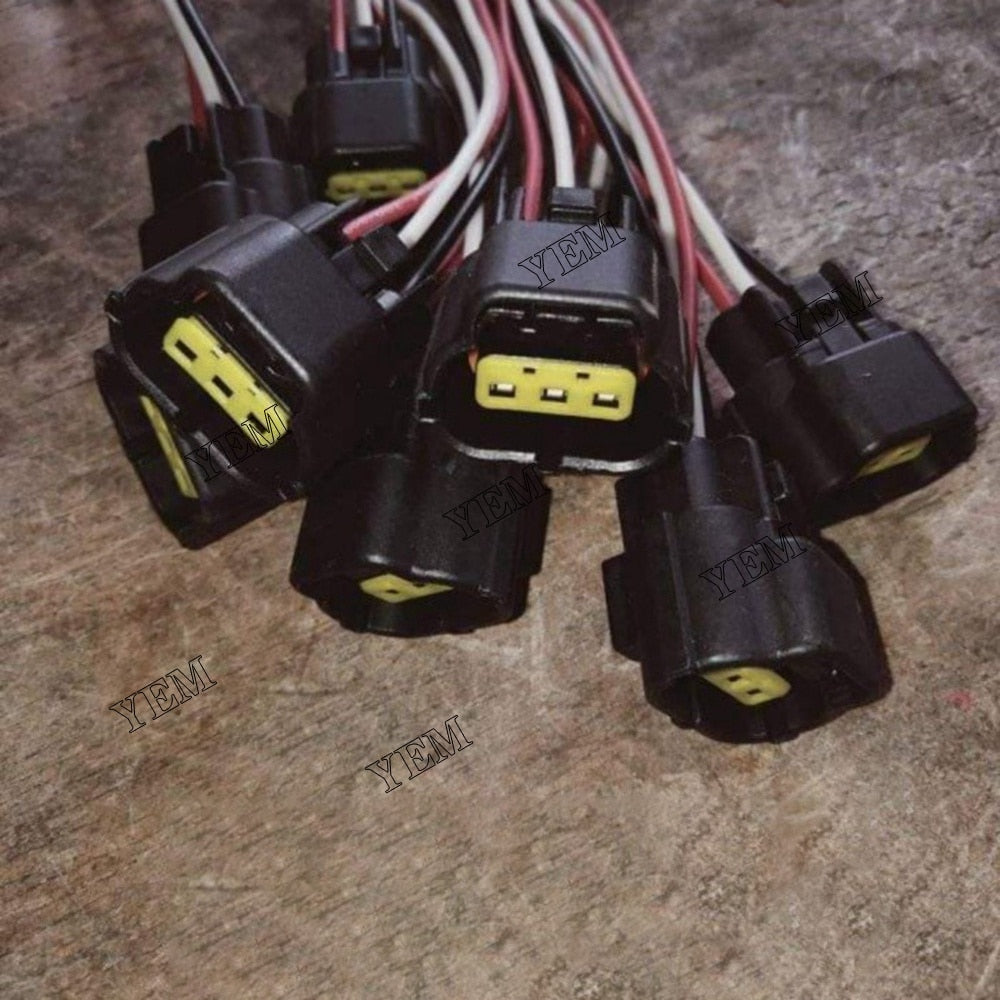 YEM Engine Parts 10PCS Pressure Sensor Plug Connector W/ 3 Lines For Kobelco SK200-8 SK-8 Hitachi For Hitachi