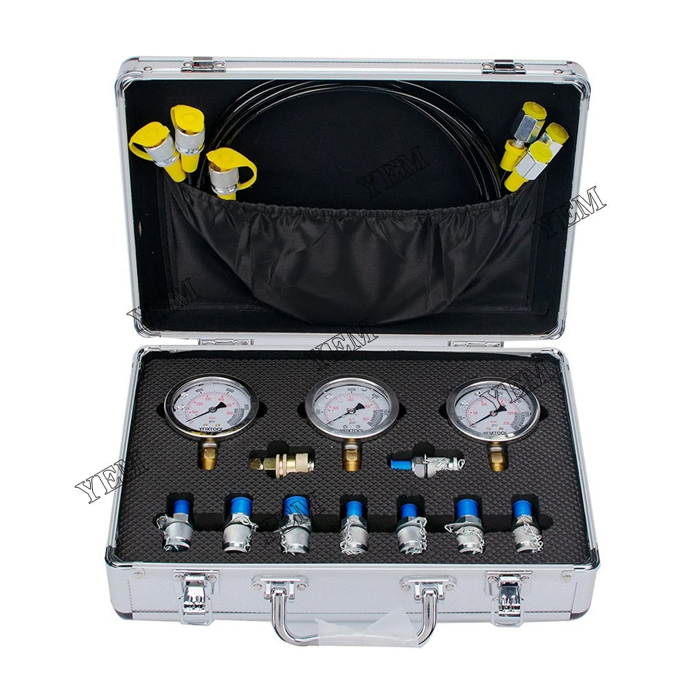 YEM Engine Parts Hydraulic Pressure Gauge Test Kit w 9 Test Couplings Common Diagnostic Test Tool For Other