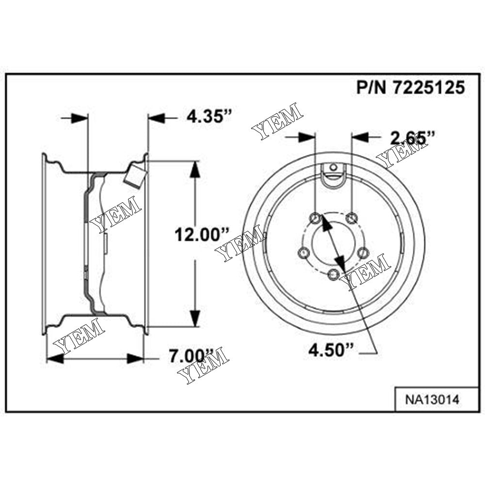 7225125 7*12 Standard Wheel Rim For Bobcat S70 YEMPARTS