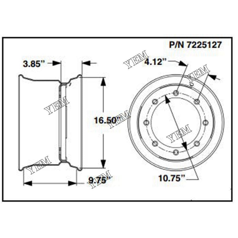 7225127 16.5*9.75 Standard Wheel Rim For Bobcat A770 S750 S770 YEMPARTS