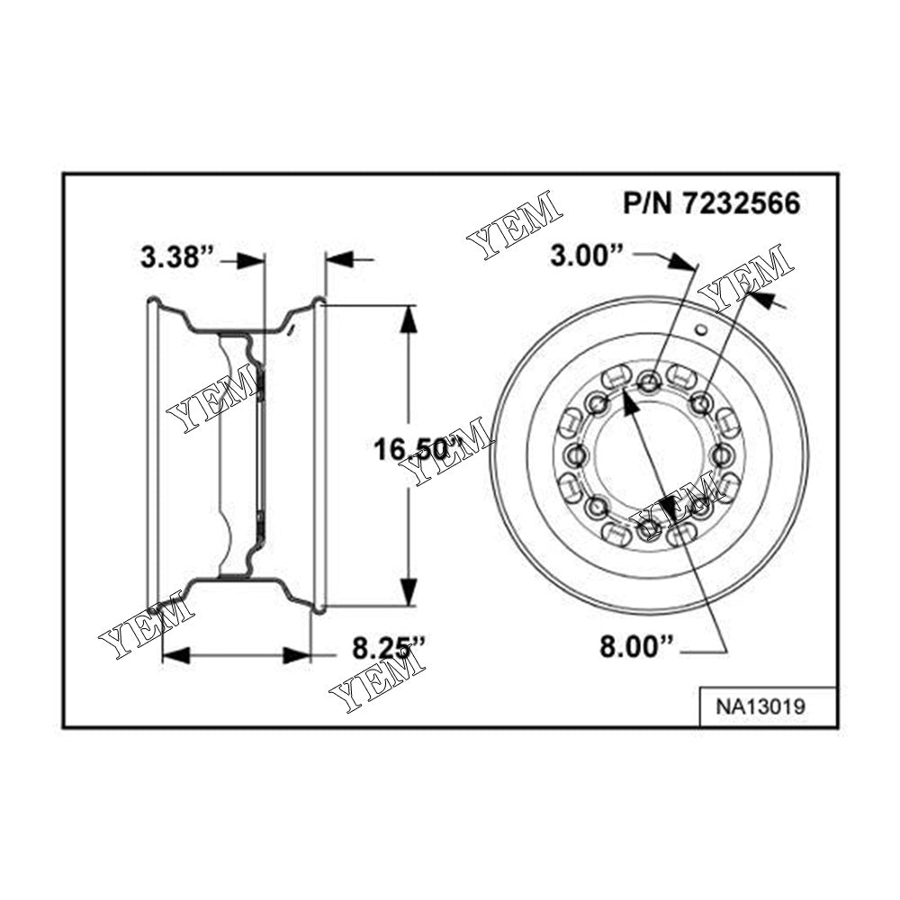 7232566 16.5*8.25 Wheel Rim For Bobcat S160 S185 YEMPARTS