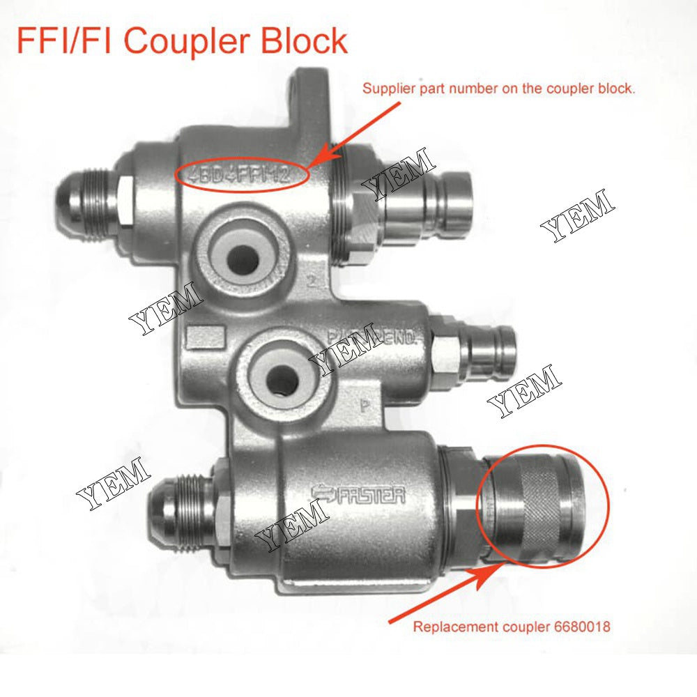 6680018 Female Flat Face Hydraulic Coupler Replacement Cartridge For Bobcat S160 S185 S250 S450 S550 S570 S630 S650 S750 S770 S850 YEMPARTS