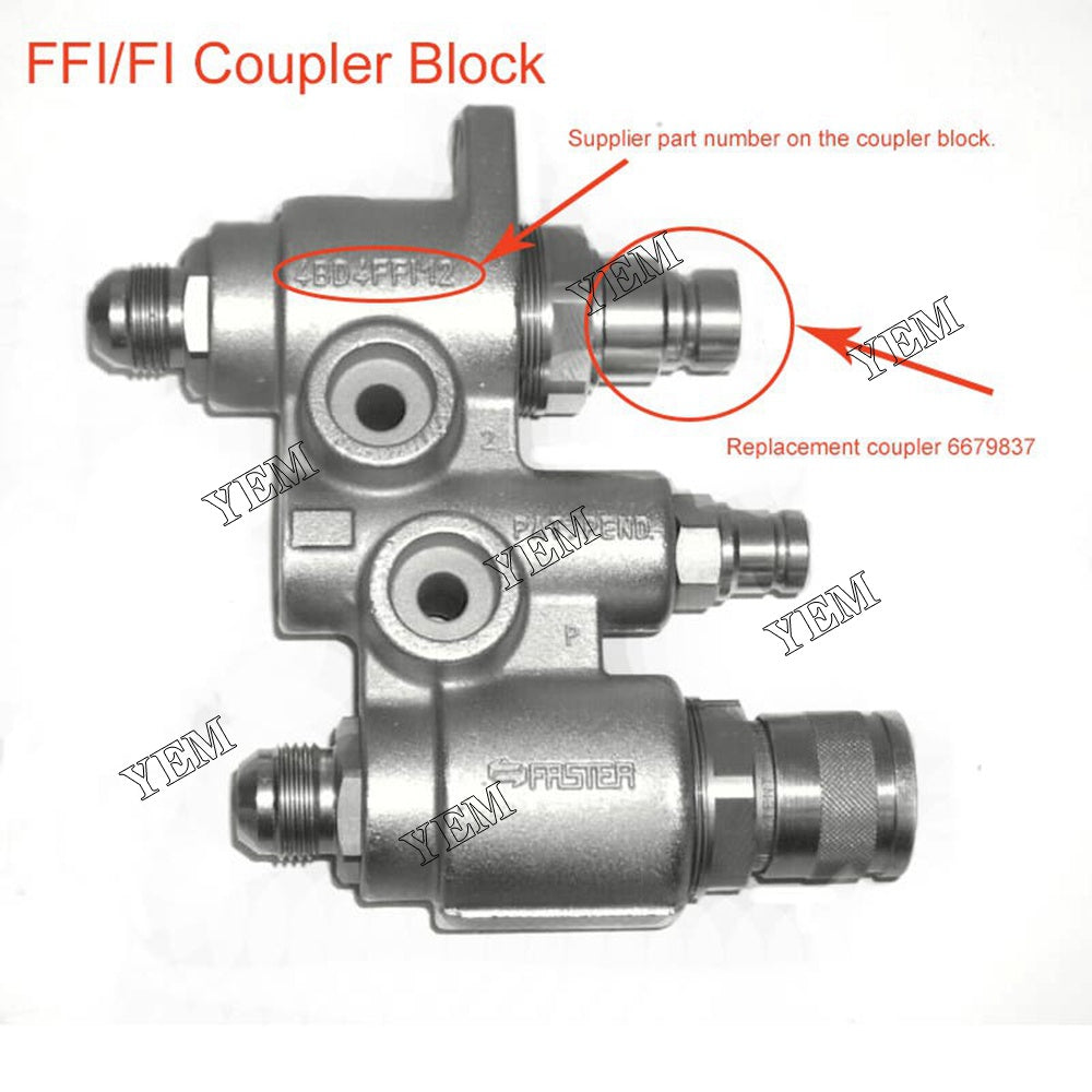 6679837 Male Flat Face Hydraulic Quick Coupler Block Cartridge For Bobcat S160 S185 S250 S450 S550 S570 S630 S650 S750 S770 S850 YEMPARTS