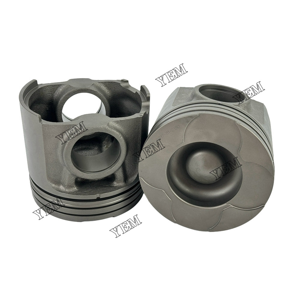 6 pcs 6217-31-2130 6D140 OEM Piston STD & Pin &Circlip For Komatsu 6D140 diesel engines