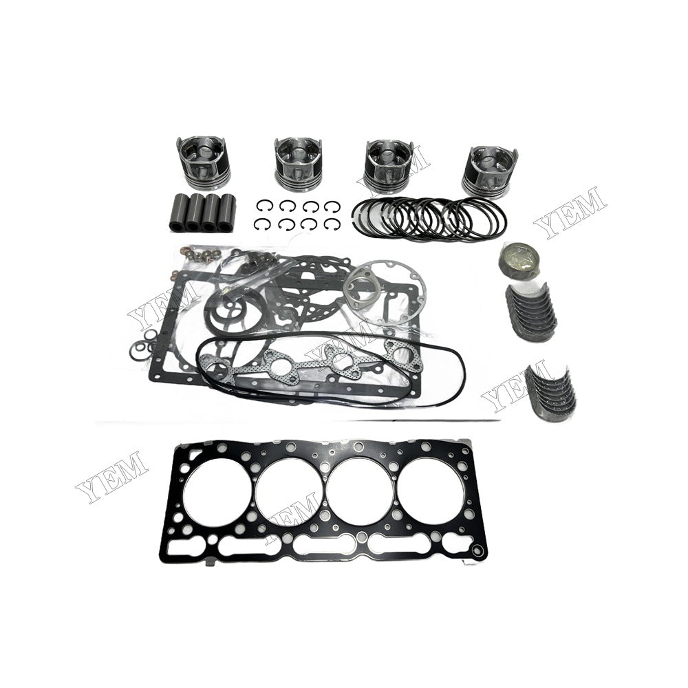 Piston and piston ring set Gasket kit main and connecting rod bearings For Kubota V1505 Engine Foe Kubota