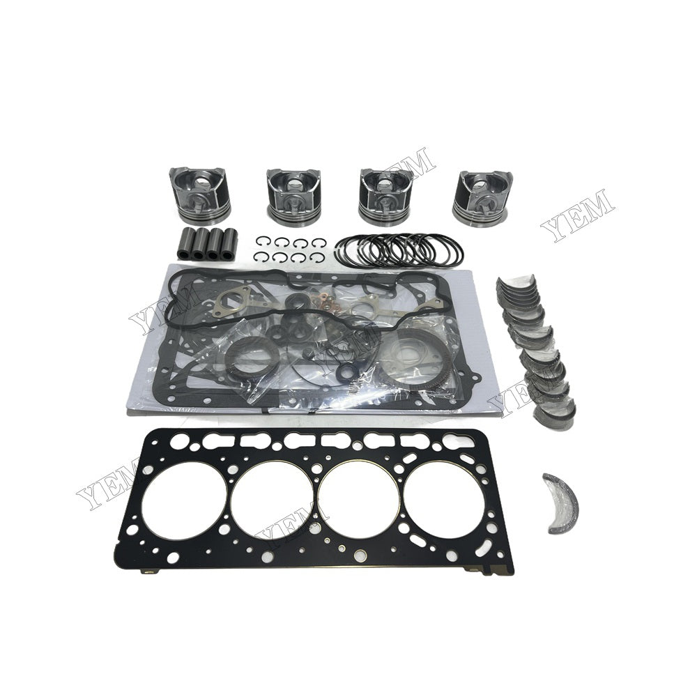 12V Piston With ring set Gasket kit main and connecting rod bearings Set For Kubota V3300 Engine Foe Kubota