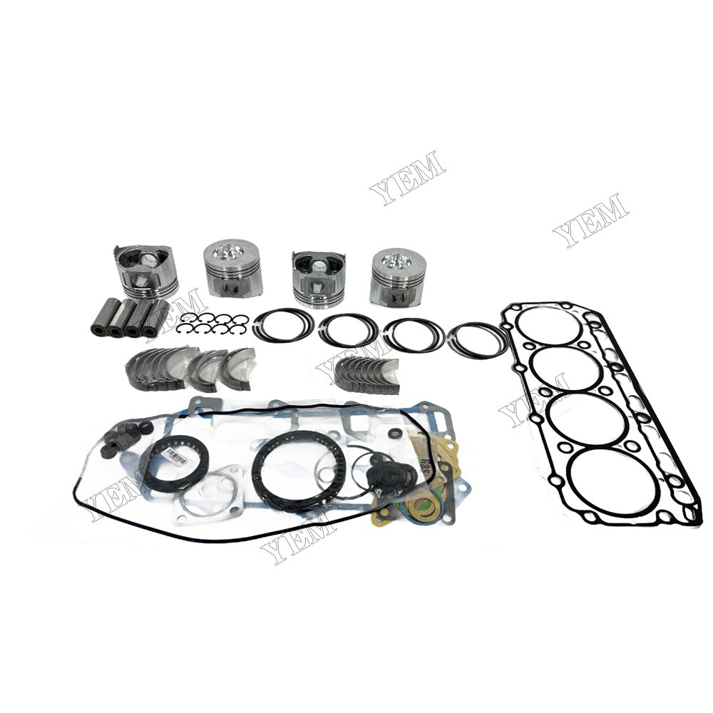 Piston and piston ring set Gasket kit main and connecting rod bearings For Yanmar 4TN84L Engine