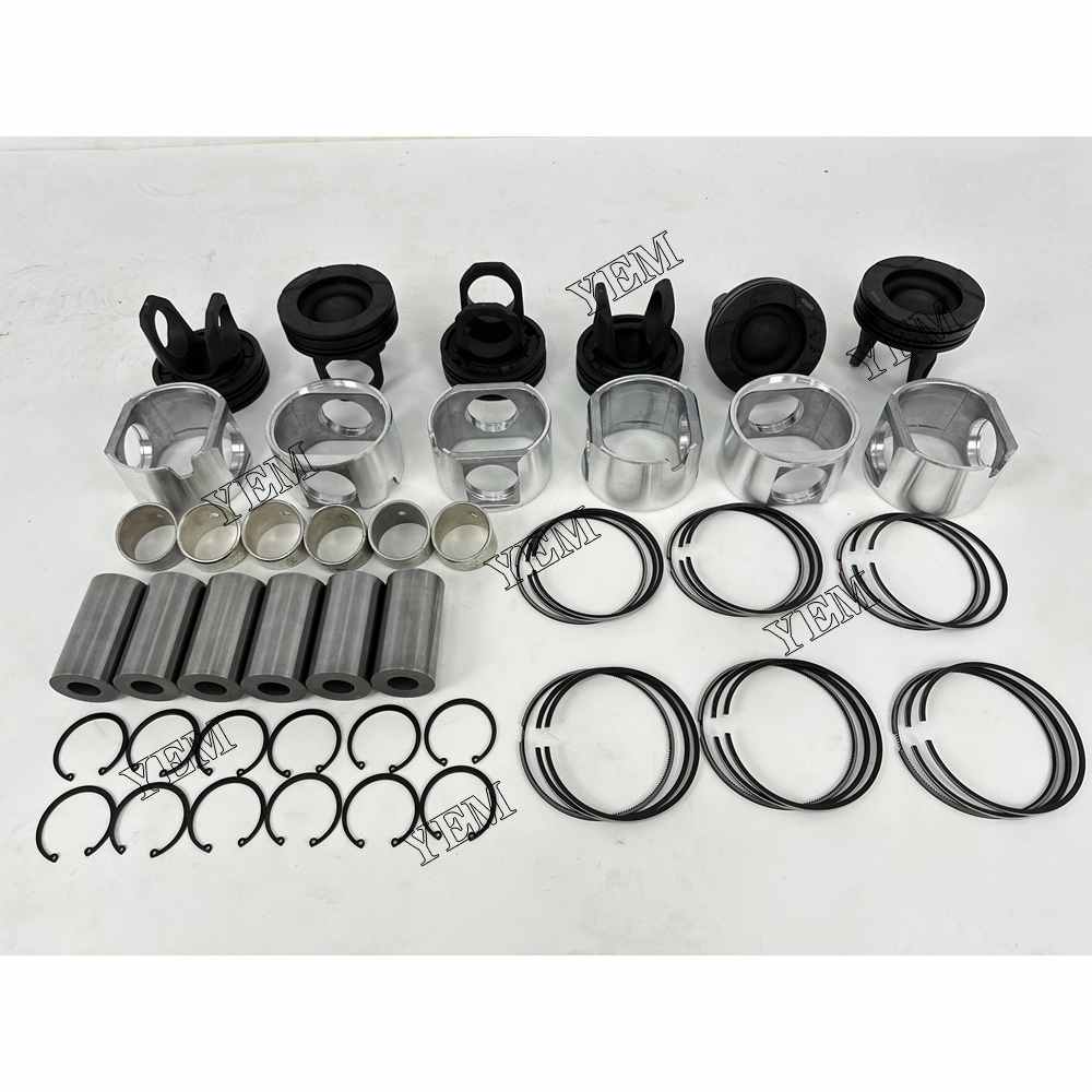 YEM Parts 6X Piston With Rings For Cummins M11 O&K RH 23.5 excavator Engine For Cummins