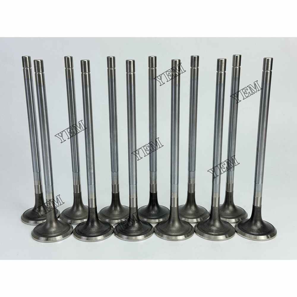 YEM Parts 12X 4007180 Exhaust Valve For Cummins QSK23 Hitachi EX 1200-6 excavator Engine For Cummins