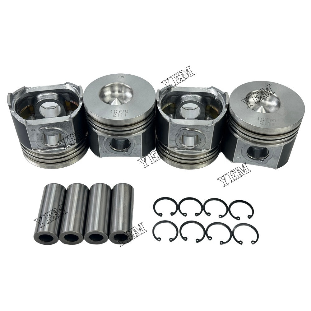 YEM Parts 4PCS Part Number 1G770-21111 Pistons STD For Kubota V2003 Engine