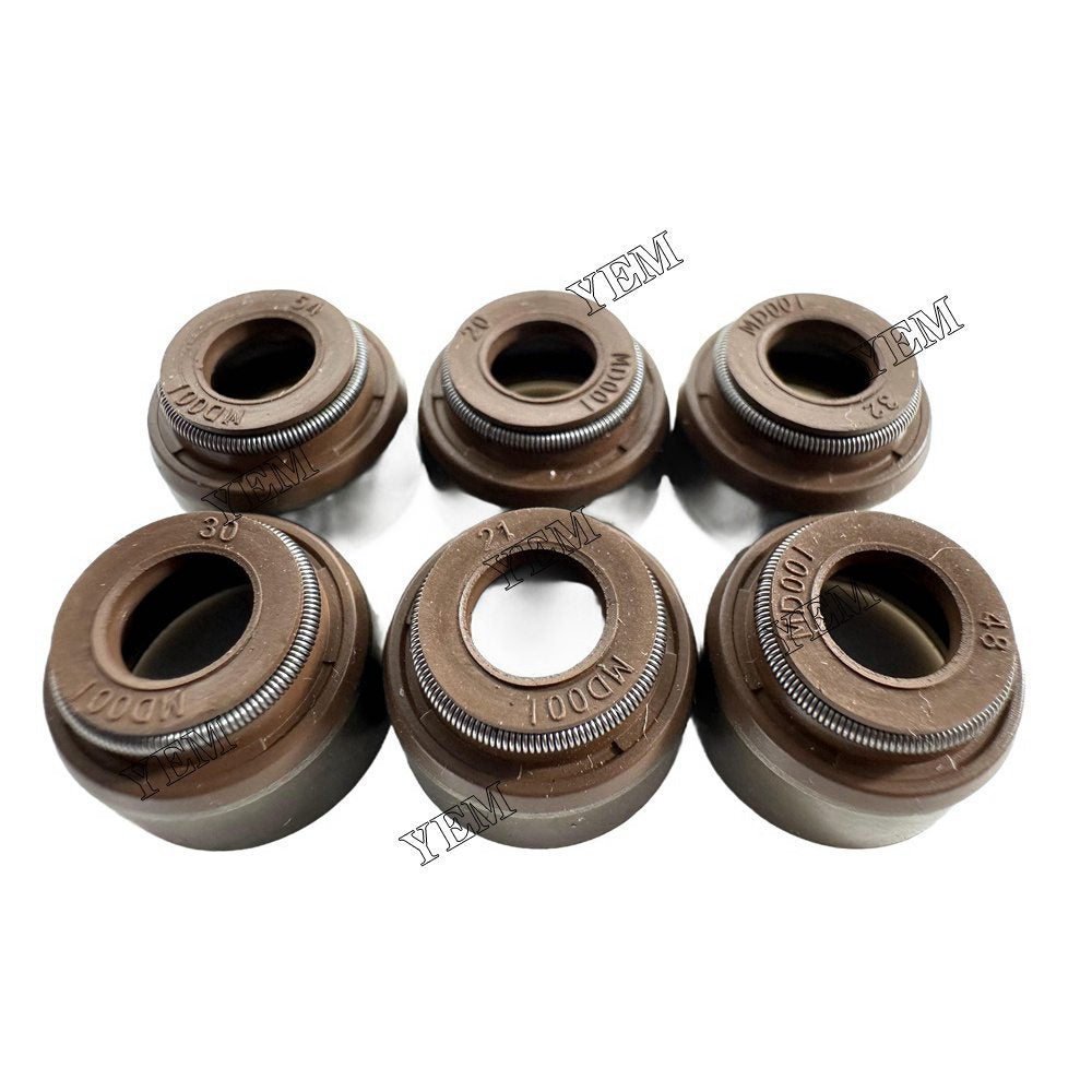 YEM Parts 6PCS For Iseki Valve Oil Seal E3CD Engine Spare Parts