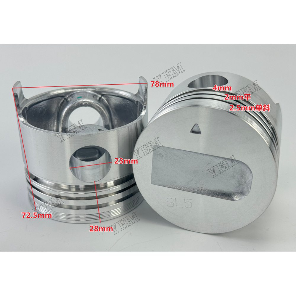 YEM Parts 3PCS For Mitsubishi Pistons STD S3L Engine GS202 CTJ23 J2020H T233 tractor For Mitsubishi