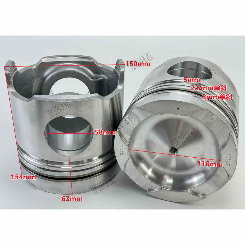 YEM Parts For Mitsubishi Pistons STD S6A3 Engine Spare Parts For Mitsubishi