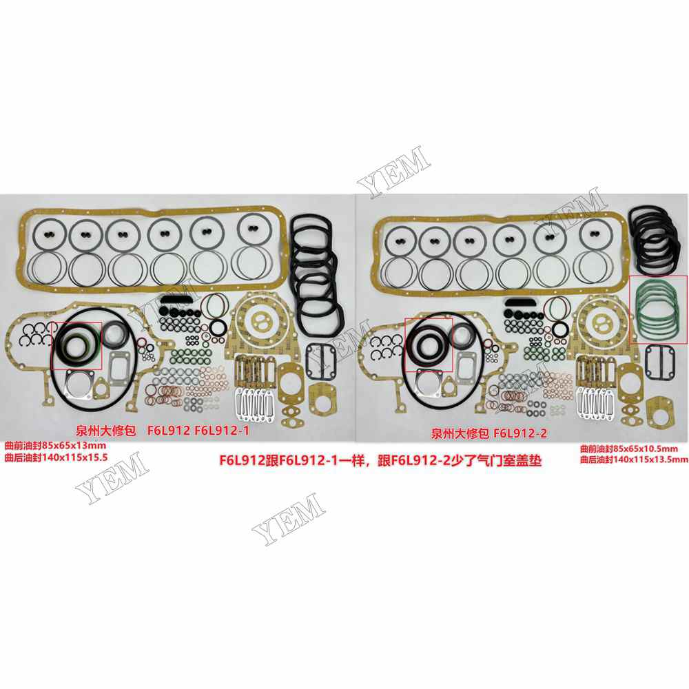 YEM Parts high quality F6L912 Full Gasket Kit 0422-5442 For Deutz F6L912 Engine For Deutz