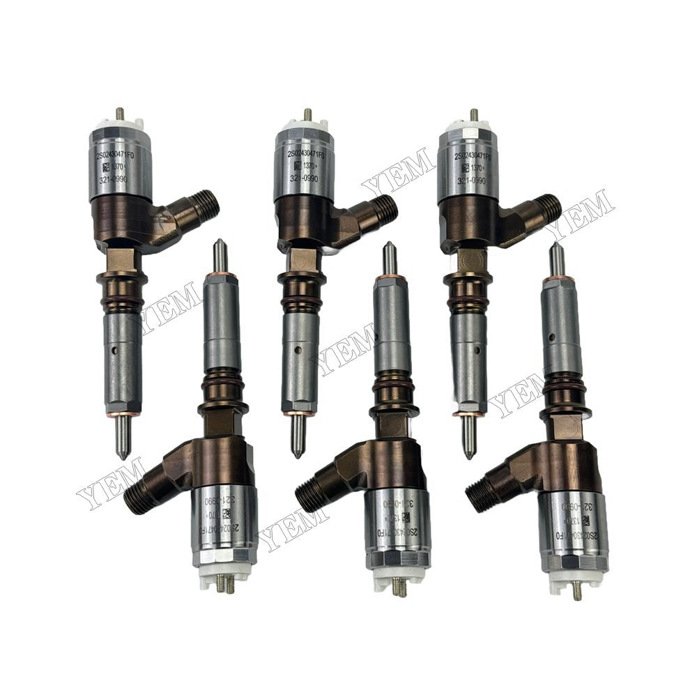 YEM Parts 6PCS 2645A743 321-0990 10R7668 Fuel Injector For Perkins 1106D-E66TA Engine For Perkins