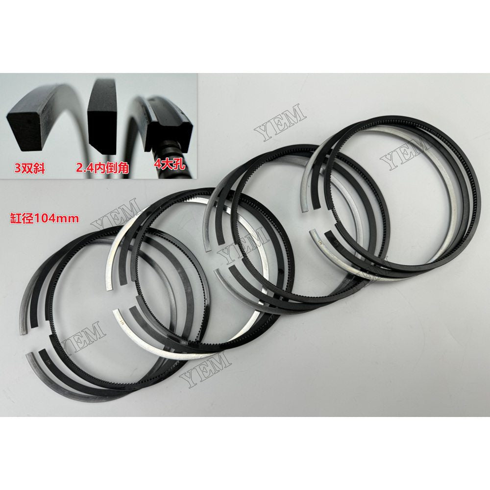 YEM Parts 4PCS Part Number 6212-31-2040 Piston Ring STD Size For Komatsu 4D104 Engine For Komatsu