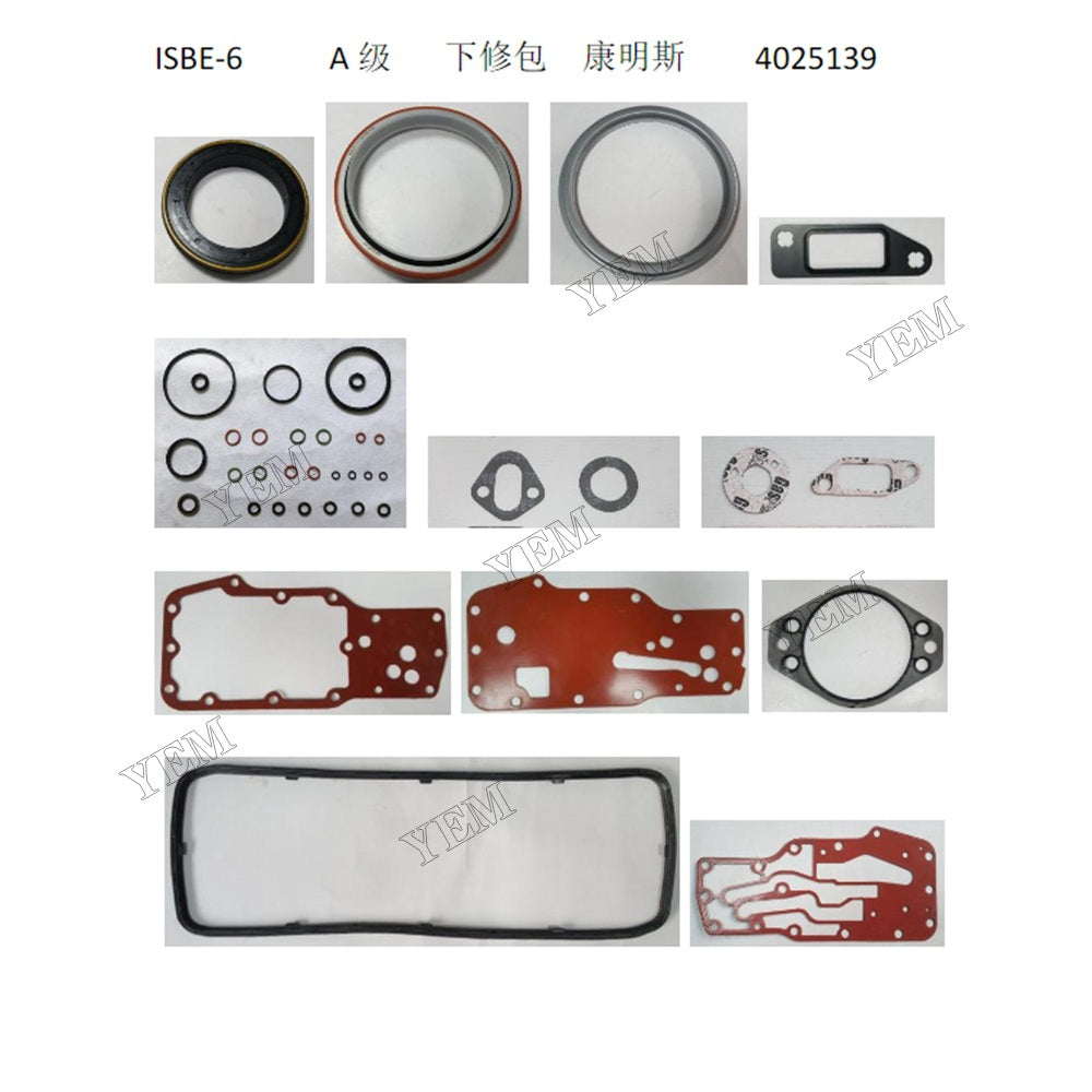 YEM Parts ISBE-6 Full Gasket Kit 4025139 4025138 4089781 For Cummins ISBE-6 Engine