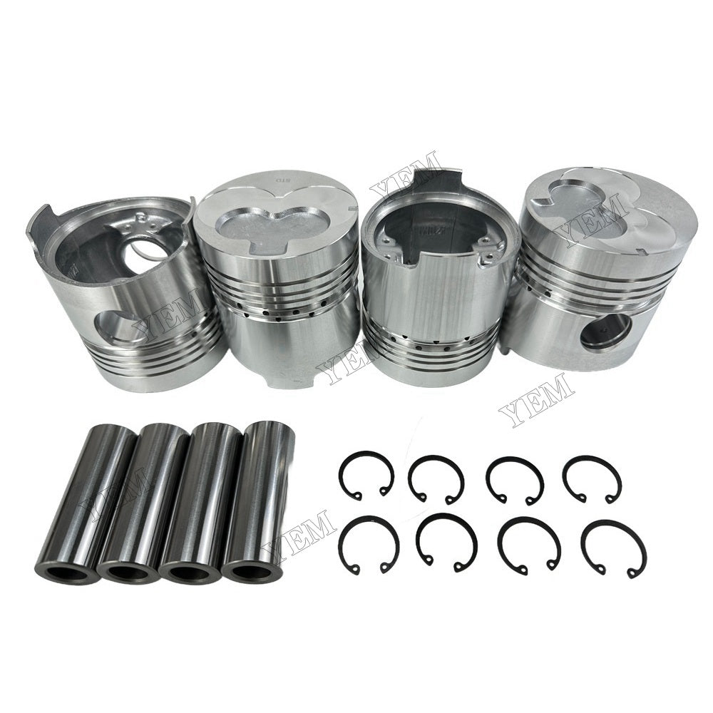 YEM Parts 4PCS For Isuzu Piston + pin clip C240-4 Engine Spare Parts