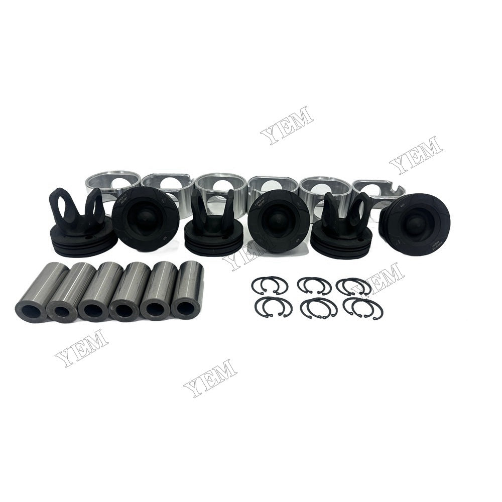 YEM Parts 6 PCS Piston Kit For Cummins M11 Engine O&K RH 23.5 excavator Engine Spare Parts For Cummins