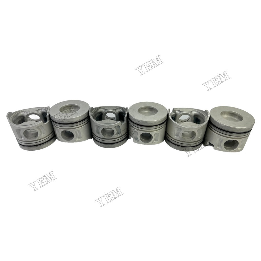 YEM Parts 6 PCS 13216-3211 Piston + Pin Clip For Hino J08C Engine Diesel Engine For Hino