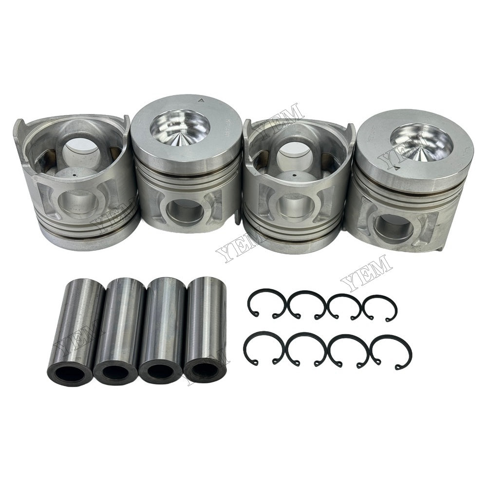 YEM Parts 4 PCS ME014160 Piston + Pin Clip For Mitsubishi 4D34 Engine Forklift