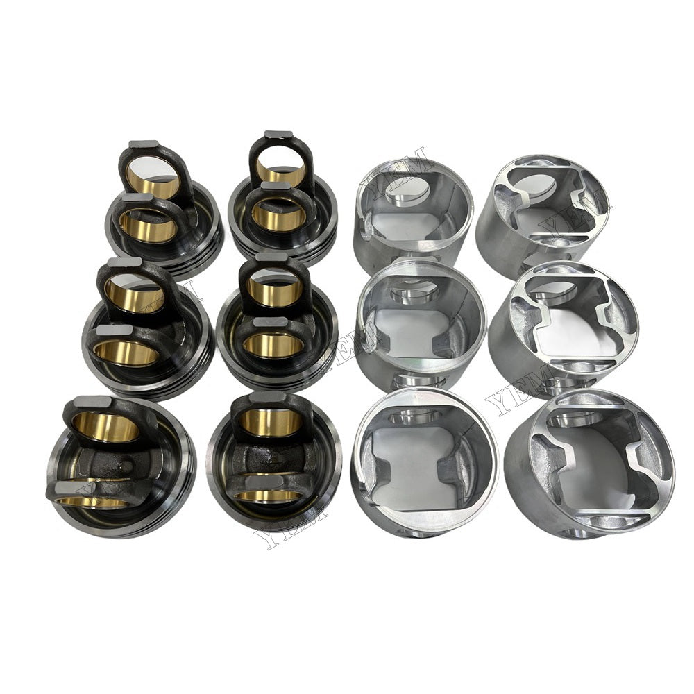 YEM Parts 6 PCS Piston + Pin Clip For Caterpillar C9 Engine Excavator Engine Spare Parts For Caterpillar