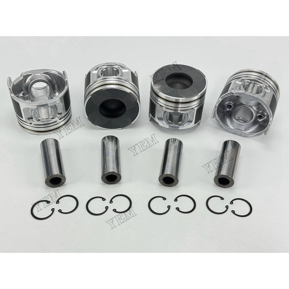 YEM Parts 4 pcs Piston with Pin and Circlips STD ME191472 for Mitsubishi 4M41 Engine For Mitsubishi