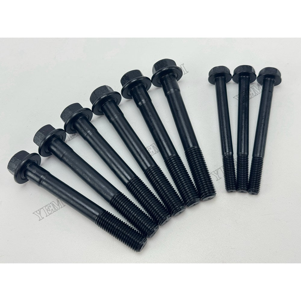 YEM Parts 9 pcs Cylinder Head Bolt 129350-01200 129350-01230 for Yanmar 3D84-1 Engine For Yanmar