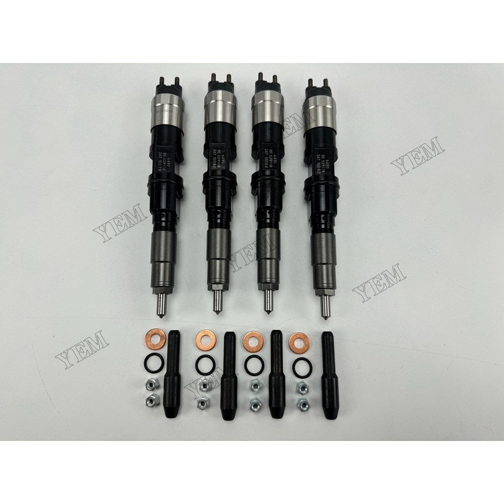 YEM Parts 4 pcs Injector Assembly 095000-6490 RE529118 for John Deere 4045 Engine