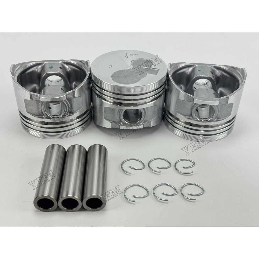 YEM Parts 3 pcs Piston with Pin and Circlips STD for Yanmar 3TNE72 Engine
