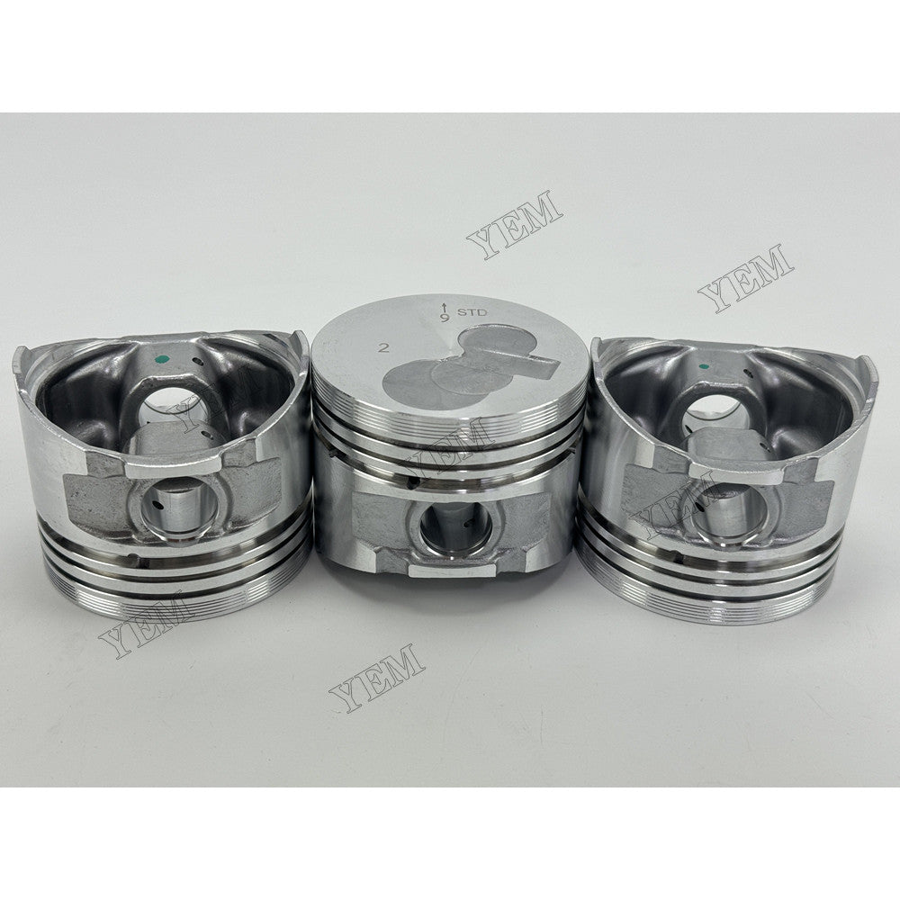 YEM Parts 3 pcs Piston with Pin and Circlips STD for Yanmar 3TNE72 Engine For Yanmar