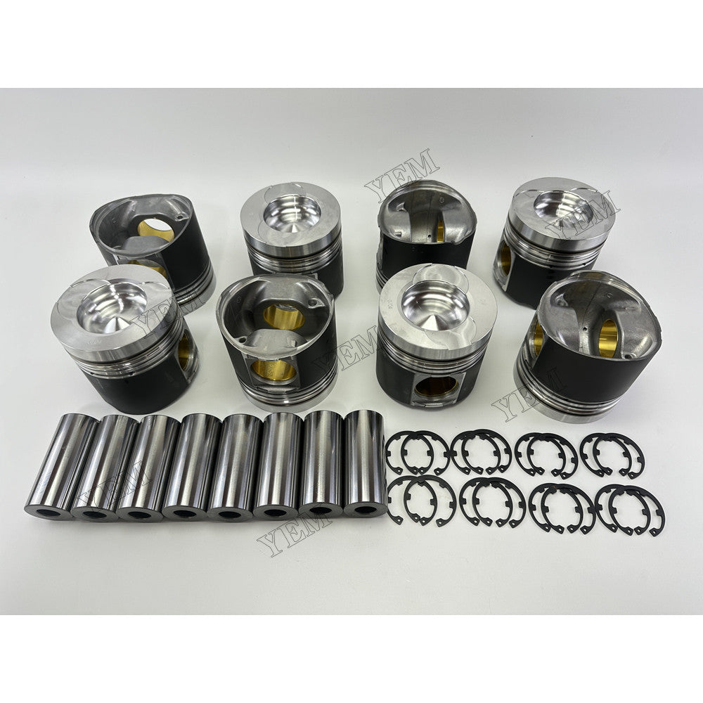 YEM Parts 8 pcs Piston with Pin and Circlips STD for Doosan DP158LD Engine