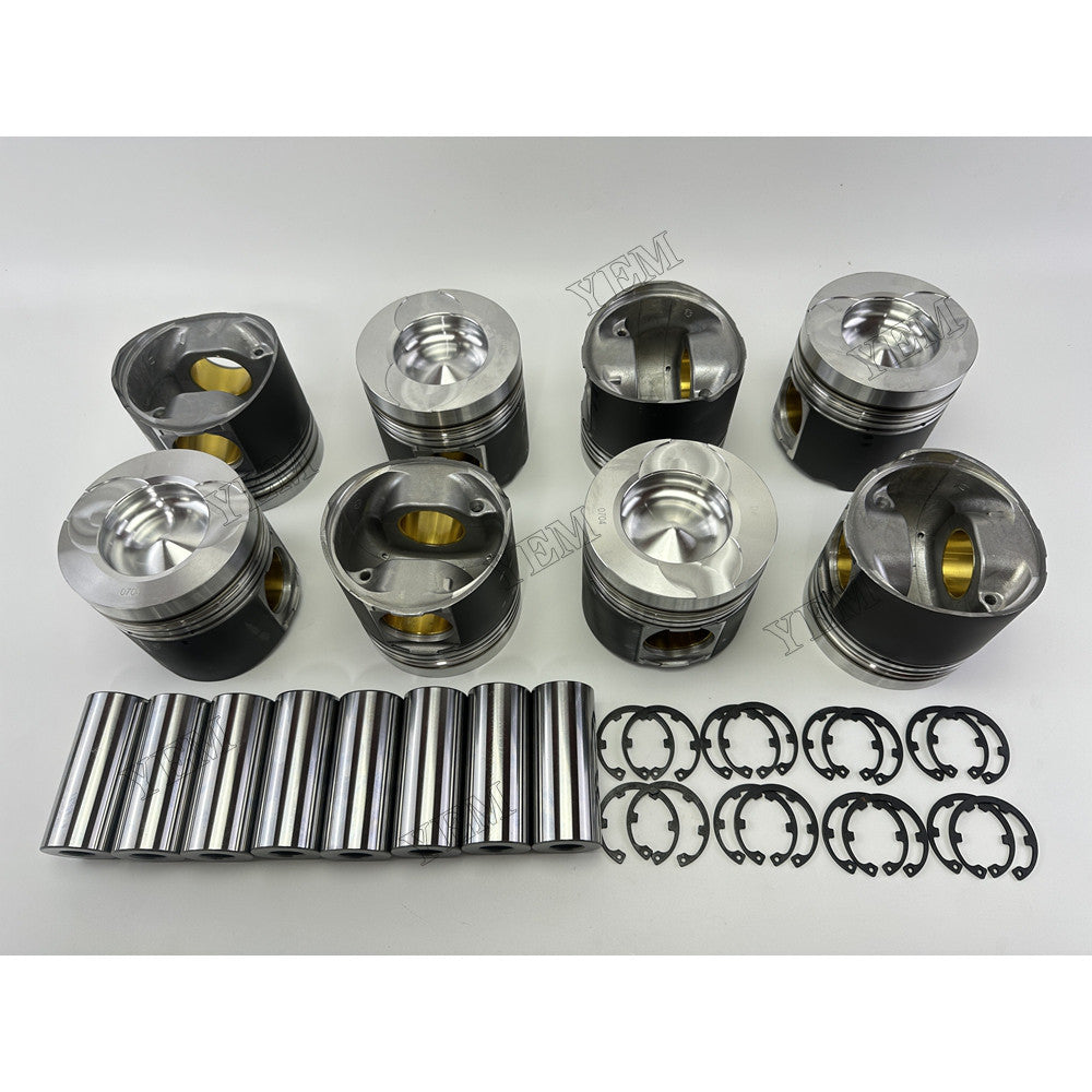 YEM Parts 8 pcs Piston with Pin and Circlips STD for Doosan DP158LD Engine For Doosan