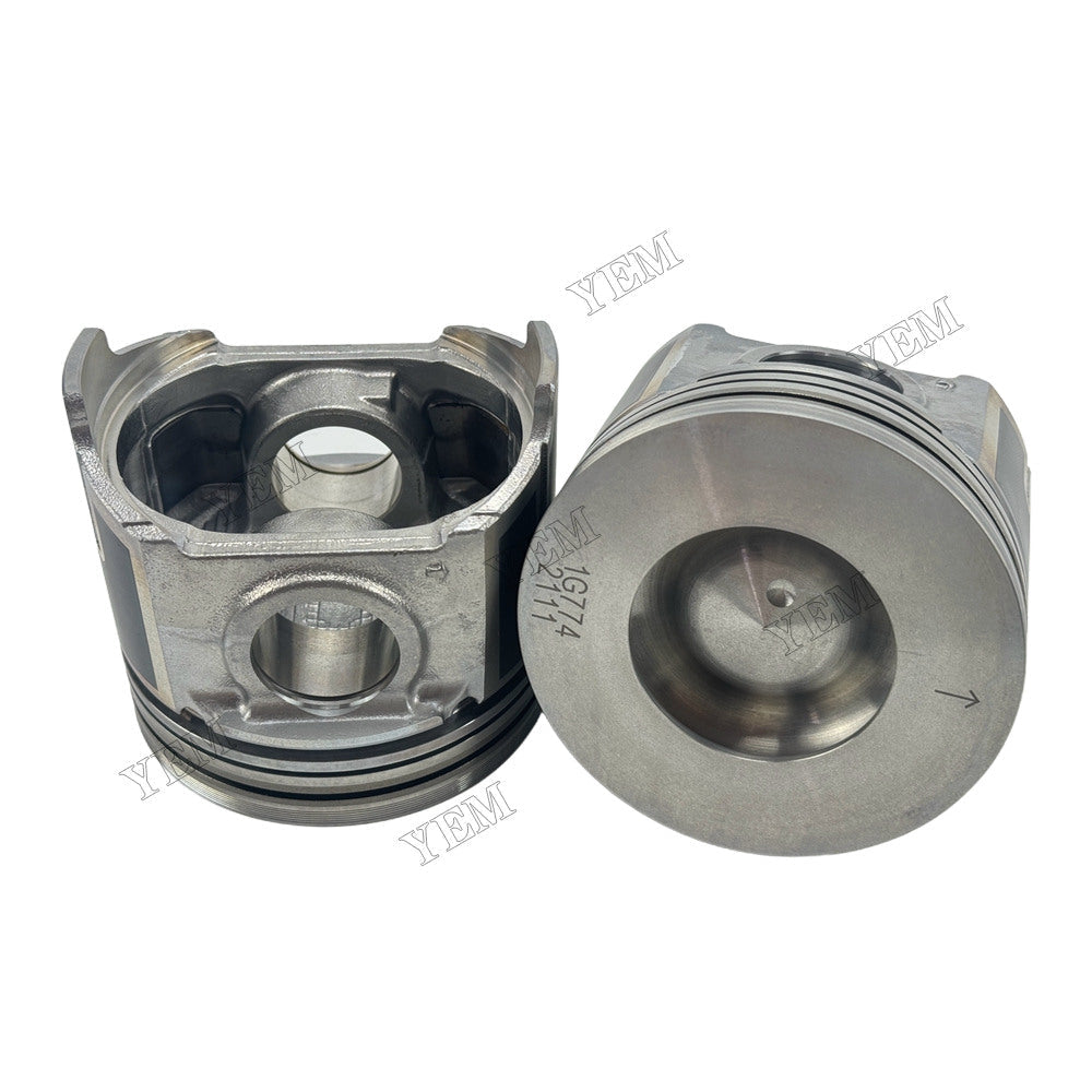 YEM Parts 4 pcs Piston with Pin and Circlips STD 1G774-21110 for Kubota V3307 Engine For Kubota